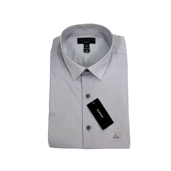 Alfani Mens Slim Fit Houndstooth Dress Shirt Light Purple 16-16.5 - Picture 1 of 3